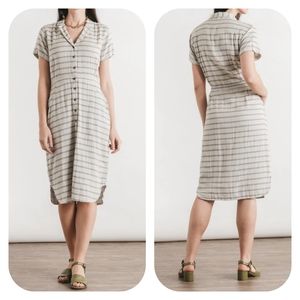Bridge & Burn Dolores Wide Striped Doublecloth Shirt Dress Organic Cotton XS